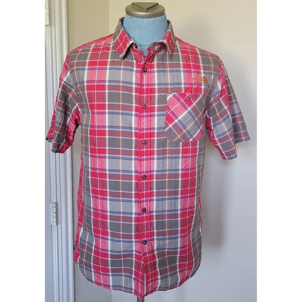 The North Face Men's Multicolor Plaid Short Sleeve Button Down Shirt Sz L